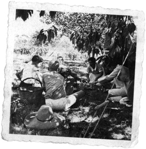 Pique-nique dans le jardin de la villa “Huley“