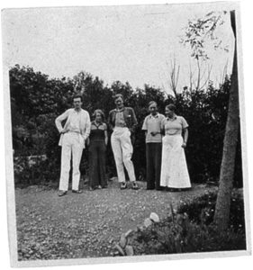 Aldous Huxley, Sybille Bedford, Gerald Heard, Eddie Sackville-West, Paula Herrmann  